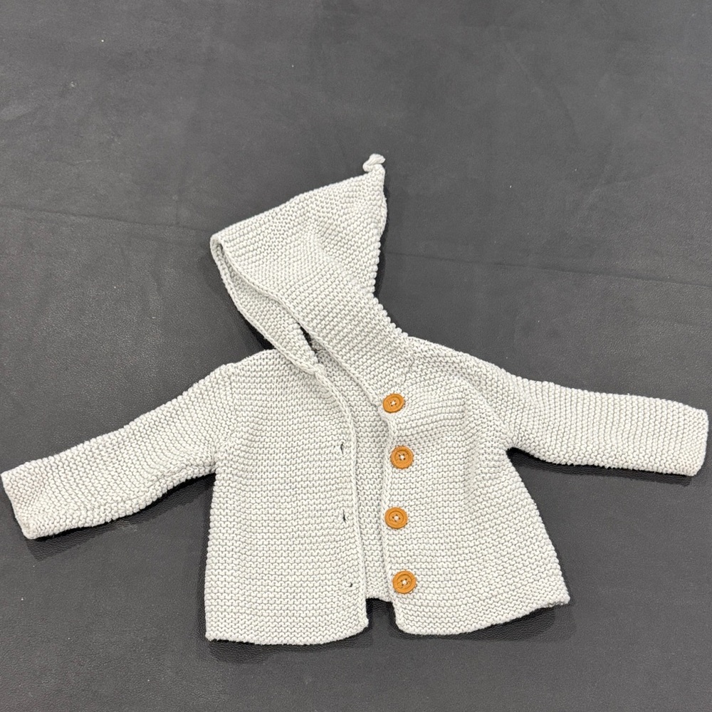 Cozy Knit Hooded Kids Jacket - White